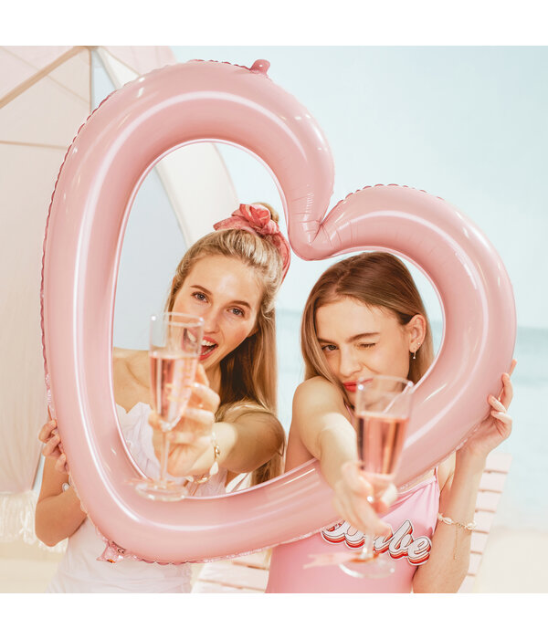 Folieballon Hartvormige Frame Licht Roze (73x72cm)