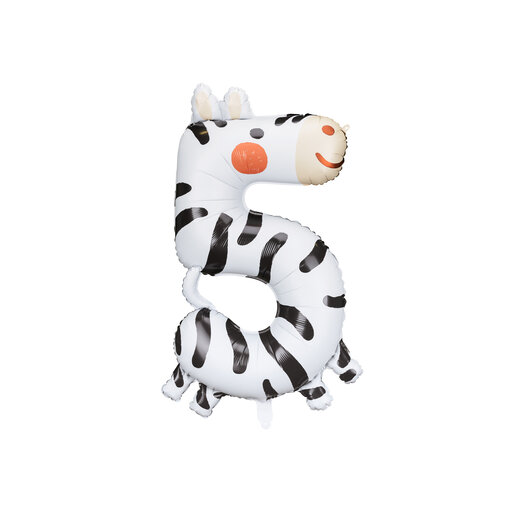 Folieballon Zebra Cijfer 5 (81cm)