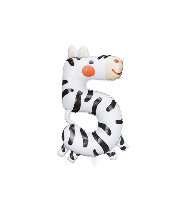 Folieballon Zebra Cijfer 5 (81cm)