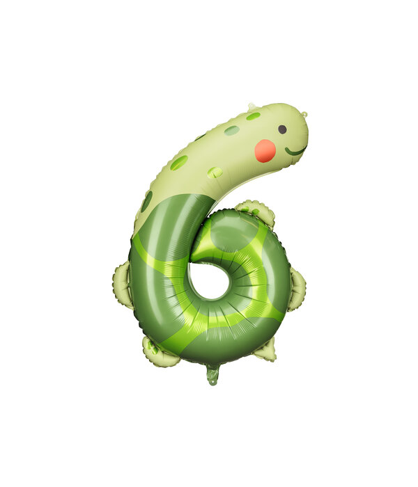 Folieballon Schildpad Cijfer 6 (81cm)