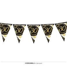 Vlaggenlijn Sterren zwart/wit/goud 30 Jaar (3m)