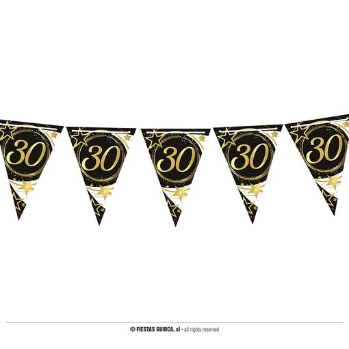 Vlaggenlijn Sterren zwart/wit/goud 30 Jaar (3m)