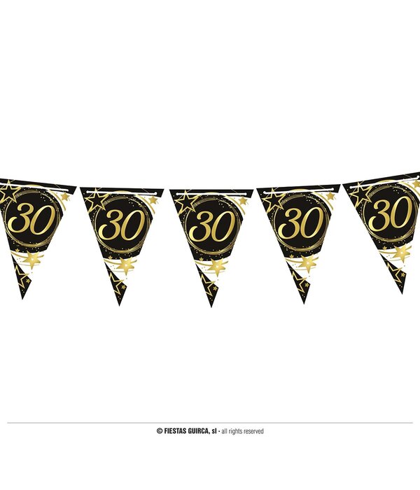 Vlaggenlijn Sterren zwart/wit/goud 30 Jaar (3m)