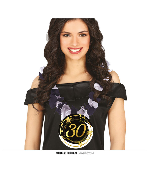 Krans Sterren 30 Jaar zwart/wit/goud