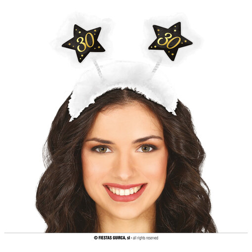 Tiara Sterren 30 jaar zwart/wit/goud