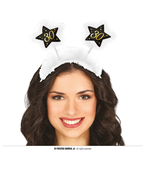 Tiara Sterren 30 jaar zwart/wit/goud