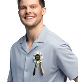 Rozet 'Happy Birthday' Goud/Zwart/Wit