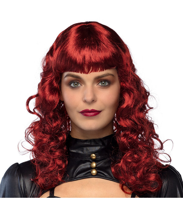 Pruik Lady Steampunk Rood