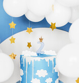 Lichtblauwe Kaars Met Kroontje Cijfer 2