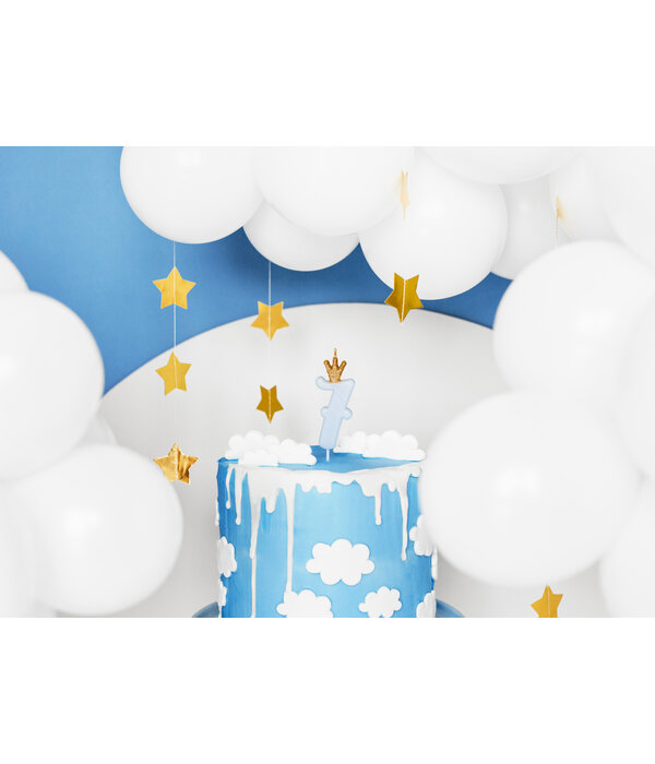 Lichtblauwe Kaars Met Kroontje Cijfer 7