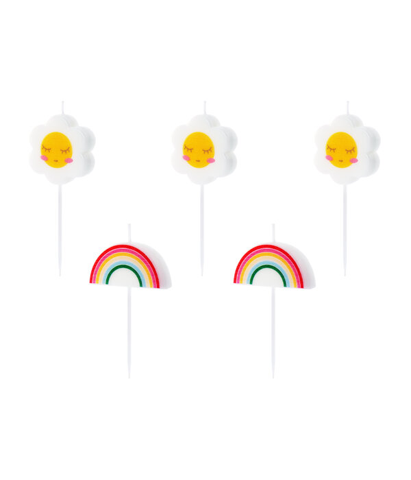 Kaarsjes Madeliefjes En Regenbogen (5st)