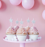 Kaarsjes Sterren Glitter Zilver (5st)