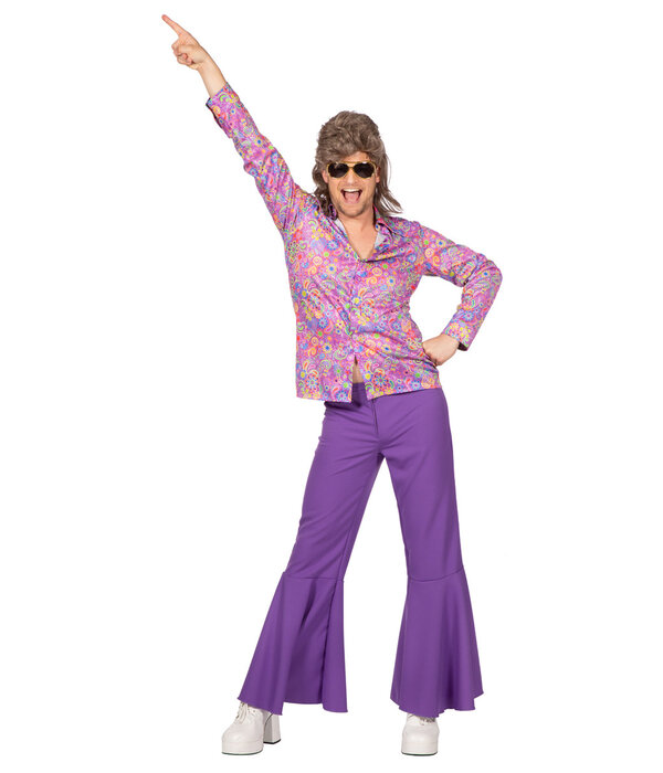 70's Hippie Blouse Paars Heren