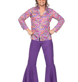 70's Hippie Blouse Paars Heren