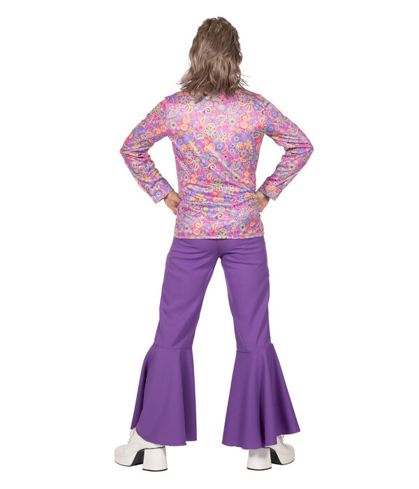 70's Hippie Blouse Paars Heren