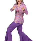 70's Hippie Blouse Paars Heren