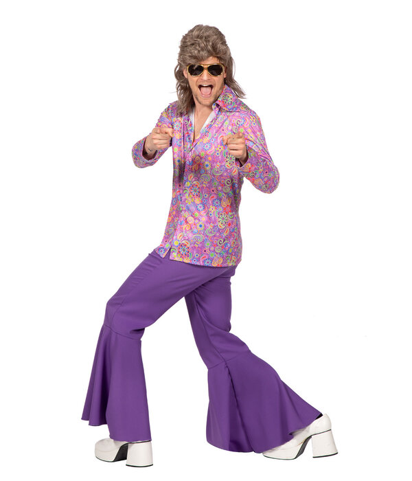 70's Hippie Blouse Paars Heren