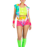 Aerobic Party Outfit Tie Dye Neon Dames