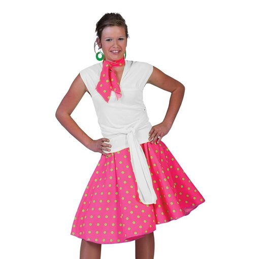 Rock and Roll rok met sjaaltje roze/groen