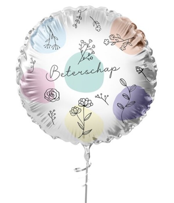 Folieballon Bloemen 'Beterschap' (45cm)