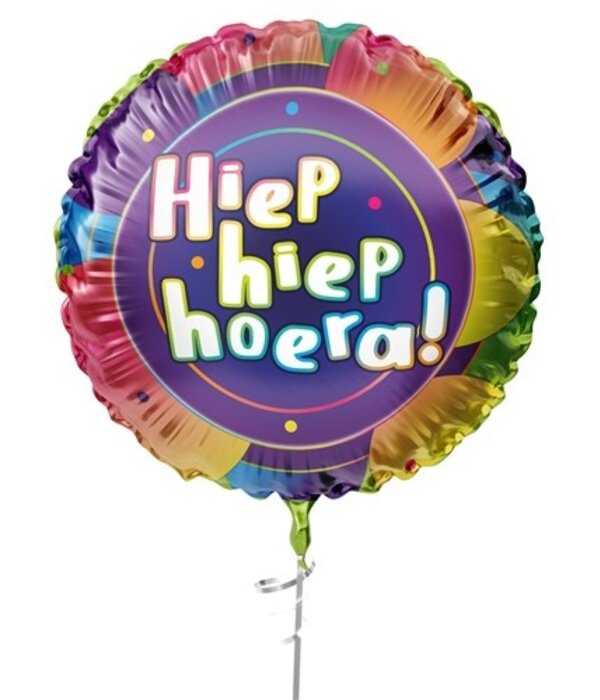 Folieballon  'Hiep hiep hoera' Flashy (45cm)