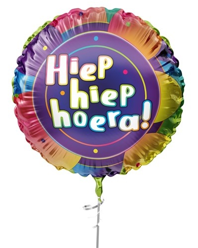 Folieballon &apos;Hiep hiep hoera&apos; Flashy (45cm)