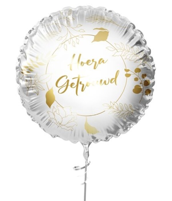 Folieballon  'Hoera getrouwd' Gouden Prints (45cm)