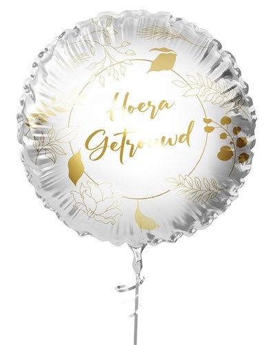 Folieballon &apos;Hoera getrouwd&apos; Gouden Prints (45cm)