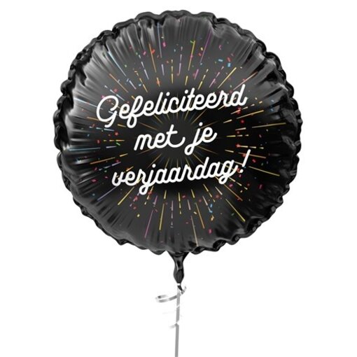 Folieballon  'Gefeliciteerd met je verjaardag' Zwart (45cm)