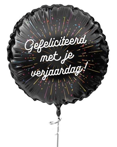 Folieballon &apos;Gefeliciteerd met je verjaardag&apos; Zwart (45cm)