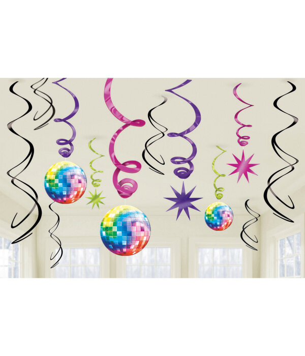 Hangdecoratie Swirls 70's Disco (12st)