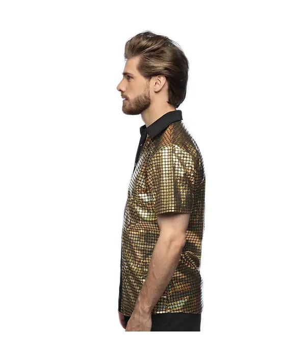 Disco Shirt Geblokt Diamond Goud Heren