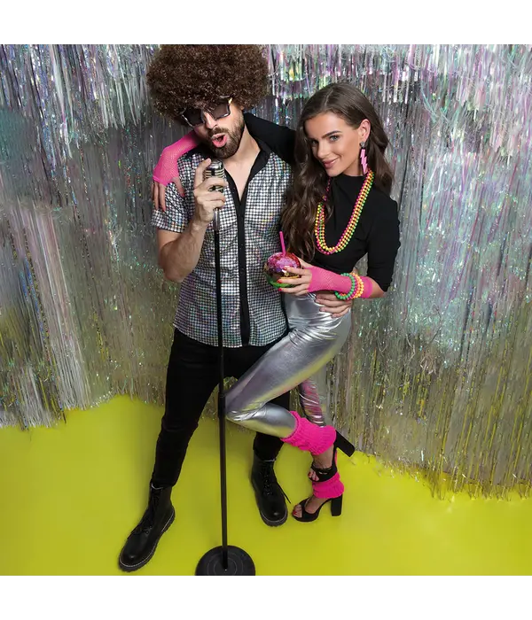 Disco Shirt Geblokt Diamond Zilver Heren