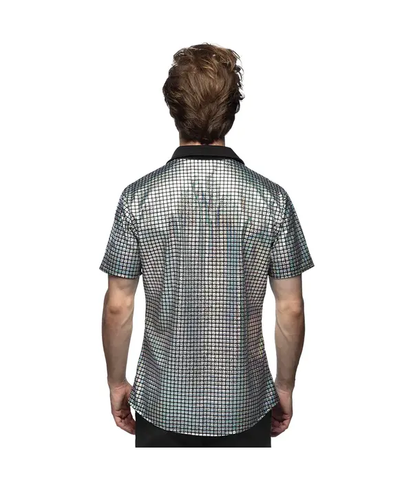 Disco Shirt Geblokt Diamond Zilver Heren