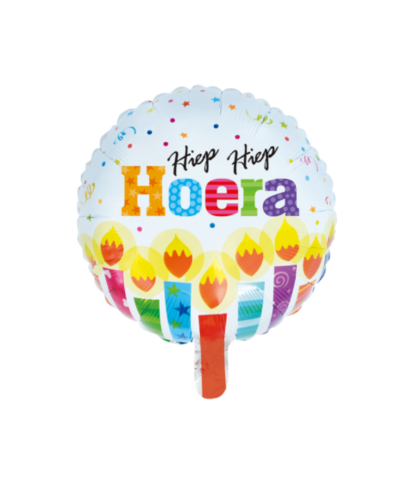 Folieballon Kaarsen Hiep Hiep Hoera (45cm)