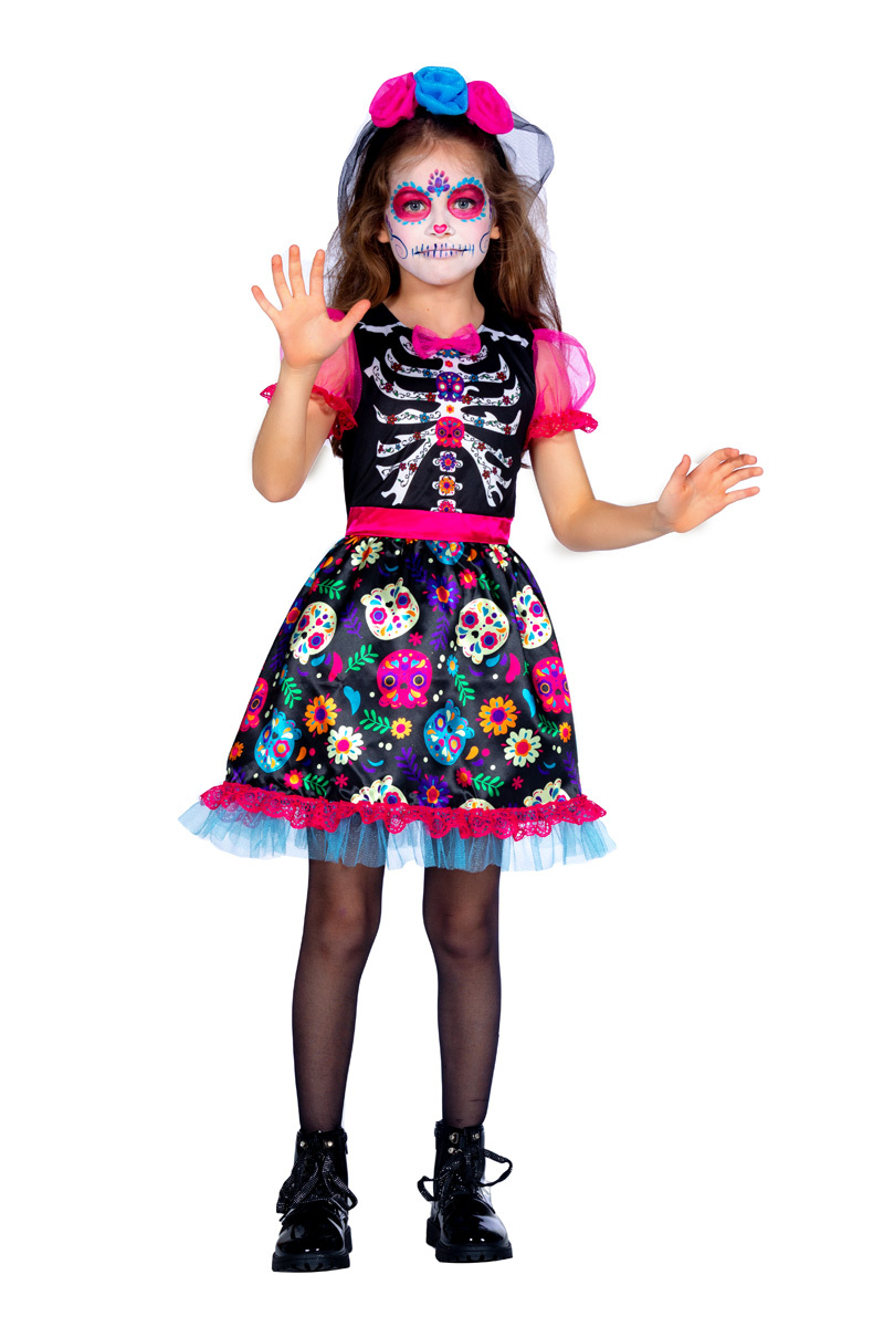Jurkje Dead Of The Dead Meisjes Skeleton Flowers afbeelding