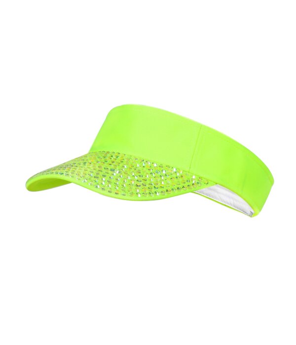 Zonneklep met steentjes Neon Groen