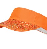 Zonneklep met steentjes Neon Oranje