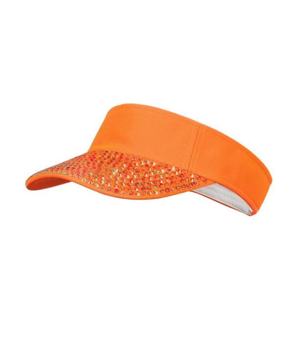 Zonneklep met steentjes Neon Oranje