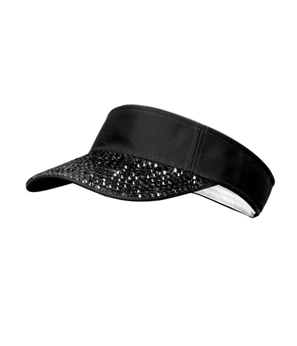 Zonneklep met steentjes Zwart