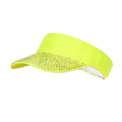 Zonneklep met steentjes Neon Geel