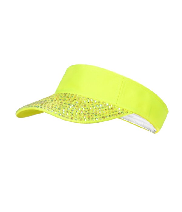 Zonneklep met steentjes Neon Geel