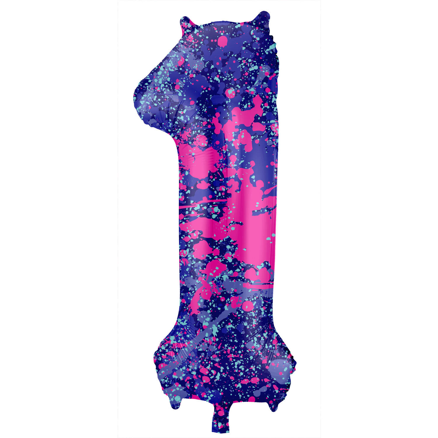 Folieballon Cijfer 1 Paint Splash Neon (86cm) afbeelding