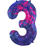Folieballon Cijfer 3 Paint Splash Neon (86cm)