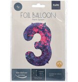 Folieballon Cijfer 3 Paint Splash Neon (86cm)