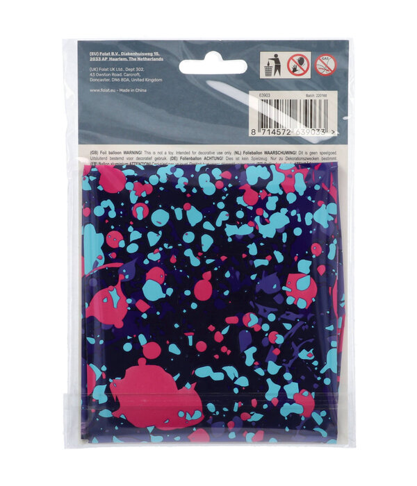 Folieballon Cijfer 3 Paint Splash Neon (86cm)