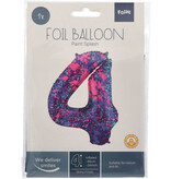 Folieballon Cijfer 4 Paint Splash Neon (86cm)