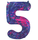 Folieballon Cijfer 5 Paint Splash Neon (86cm)