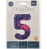 Folieballon Cijfer 5 Paint Splash Neon (86cm)