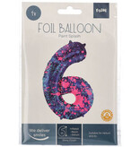 Folieballon Cijfer 6 Paint Splash Neon (86cm)